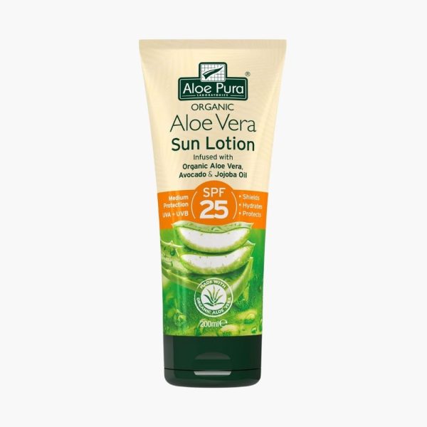Натуральний сонцезахисний крем з алое вера для дітей і дорослих | Aloe Pura Organic Aloe Vera Sun Lotion SPF 25 | 200 ml
