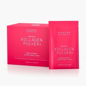 Гідролізований колаген Premium Kollagen Pulver with Glycine, Zinc and Biotin | Biogena Kirsch-Rose-Geschmack | Cмак вишні та рози | Преміальна формула для краси шкіри, волосся та нігтів | BIOGENA 15 саше